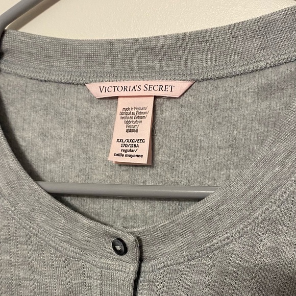 Victoria's Secret Cozy Pointelle Henley Pajama Set in Light Gray Light, XXL - Picture 3 of 9